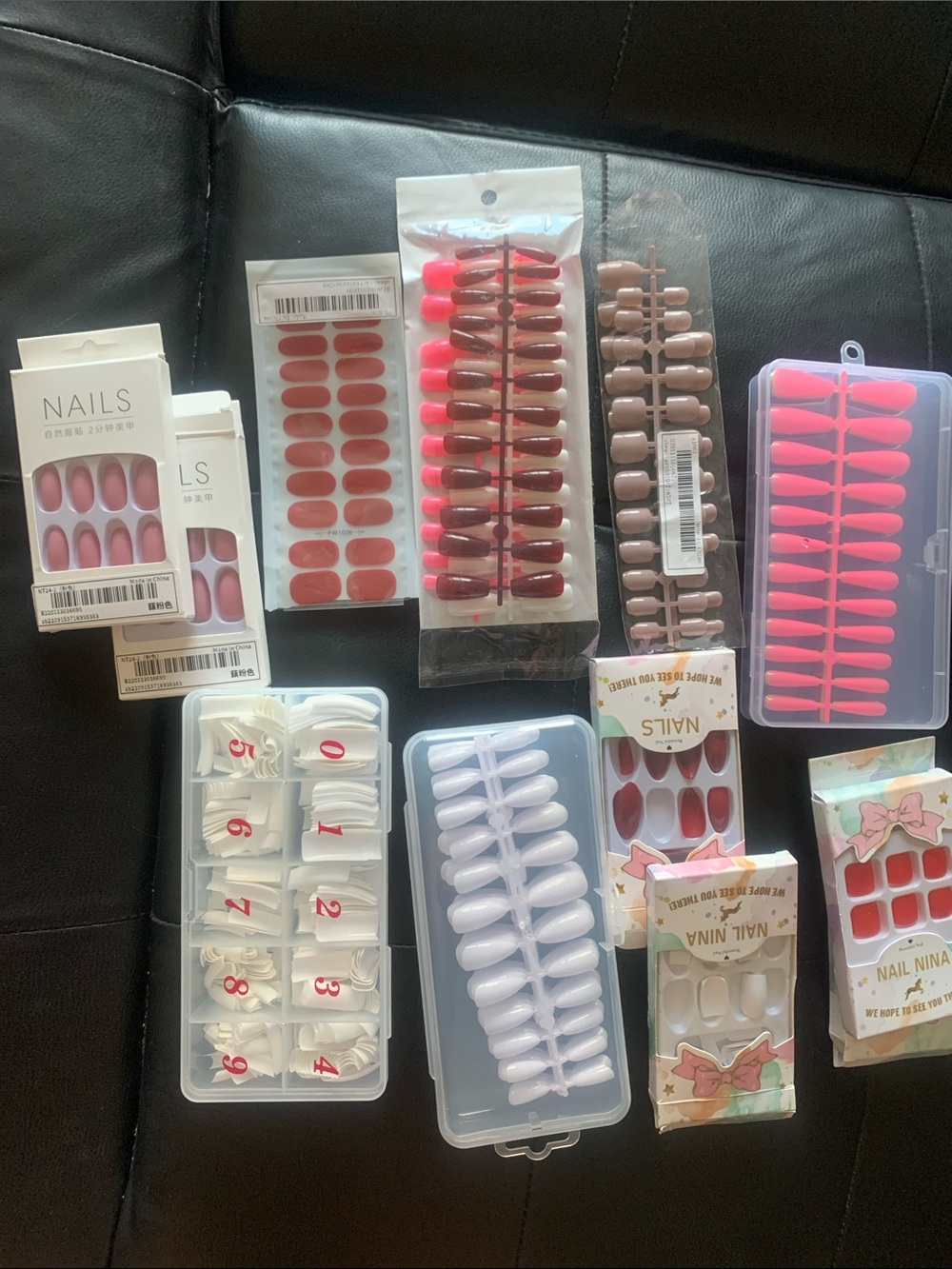 Press-On Nail Set - Assorted Pink, Nude & White Styles